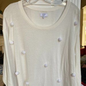 Crown & Ivy Cream Pom Pom Sweater Cream Colored